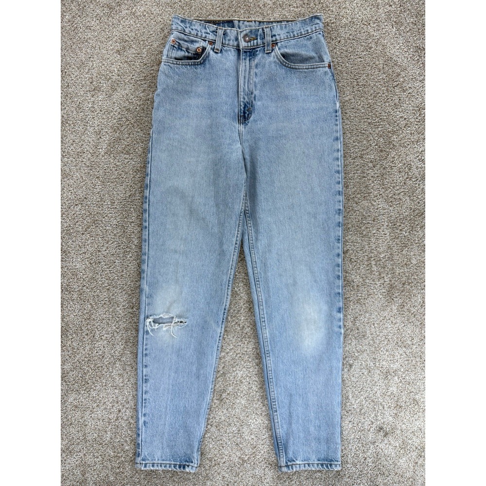 Vintage '96 Levi's 521 Tapered Fit Jeans Women's 8 (26x29) Blue Distressed USA